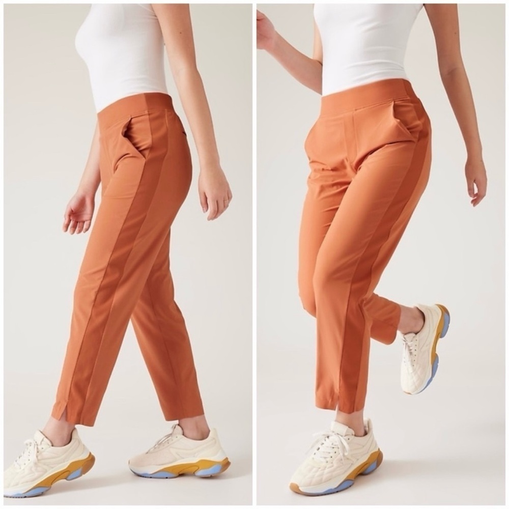 Athleta Brooklyn Ankle Pants High Rise Size 6 Orange Pull On